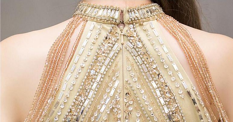 Prom Dress 2025 Gold Mermaid Beaded Prom Dress 20252-unique elegant Prom Dresses-Gold-US2-vigocouture