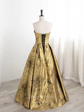 Prom Dress 2025 Gold Strapless Prom Dresses A-Line Formal Dresses 21322-unique elegant Prom Dresses-Gold-Custom Size-vigocouture