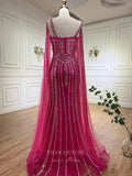 Prom Dress 2025 Gorgeous Beaded Mermaid Prom Dresses with Slit Cape Sleeve Pageant Dress 24503-unique elegant Prom Dresses-Lavender-US2-vigocouture