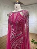 Prom Dress 2025 Gorgeous Beaded Mermaid Prom Dresses with Slit Cape Sleeve Pageant Dress 24503-unique elegant Prom Dresses-Lavender-US2-vigocouture