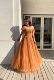 Prom Dress 2025 Gorgeous Beaded Off the Shoulder Prom Dress 22235-unique elegant Prom Dresses-Brown-US2-vigocouture