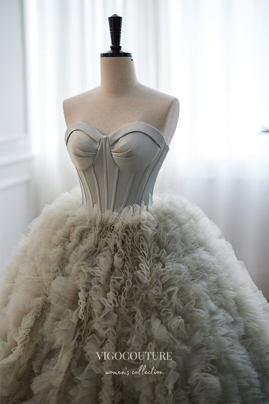 Gorgeous Grey Strapless Ruffled Tulle Quinceanera Dress 22295 vigocouture Gorgeous Grey Strapless Ruffled Tulle Quinceanera Dress 22295 vigocouture