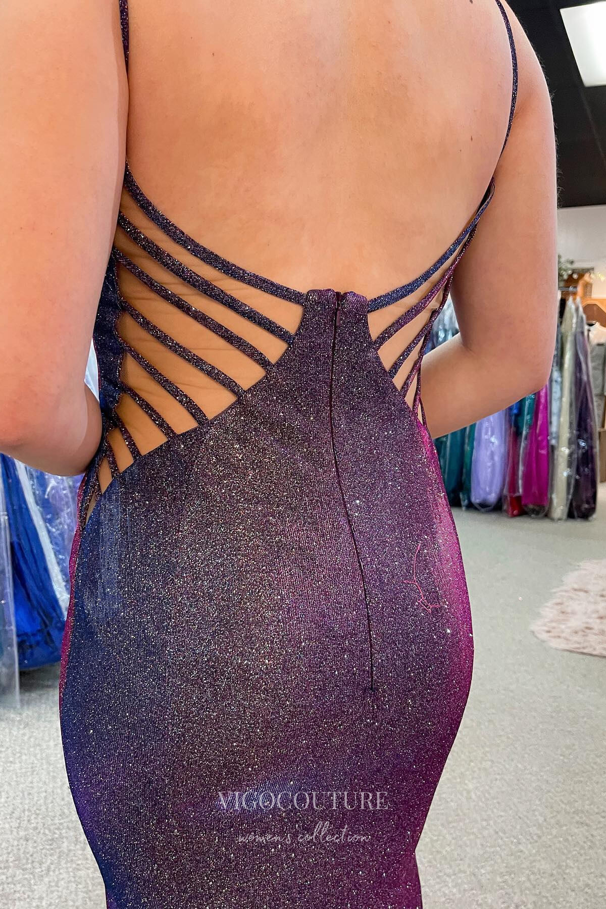 Prom Dress 2025 Gorgeous Purple Satin Mermaid Prom Dress with Sparkling Details, Plunging V-Neckline, and Thigh-High Slit 22204-unique elegant Prom Dresses-Purple-Custom Size-vigocouture