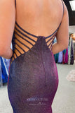 Prom Dress 2025 Gorgeous Purple Satin Mermaid Prom Dress with Sparkling Details, Plunging V-Neckline, and Thigh-High Slit 22204-unique elegant Prom Dresses-Purple-Custom Size-vigocouture