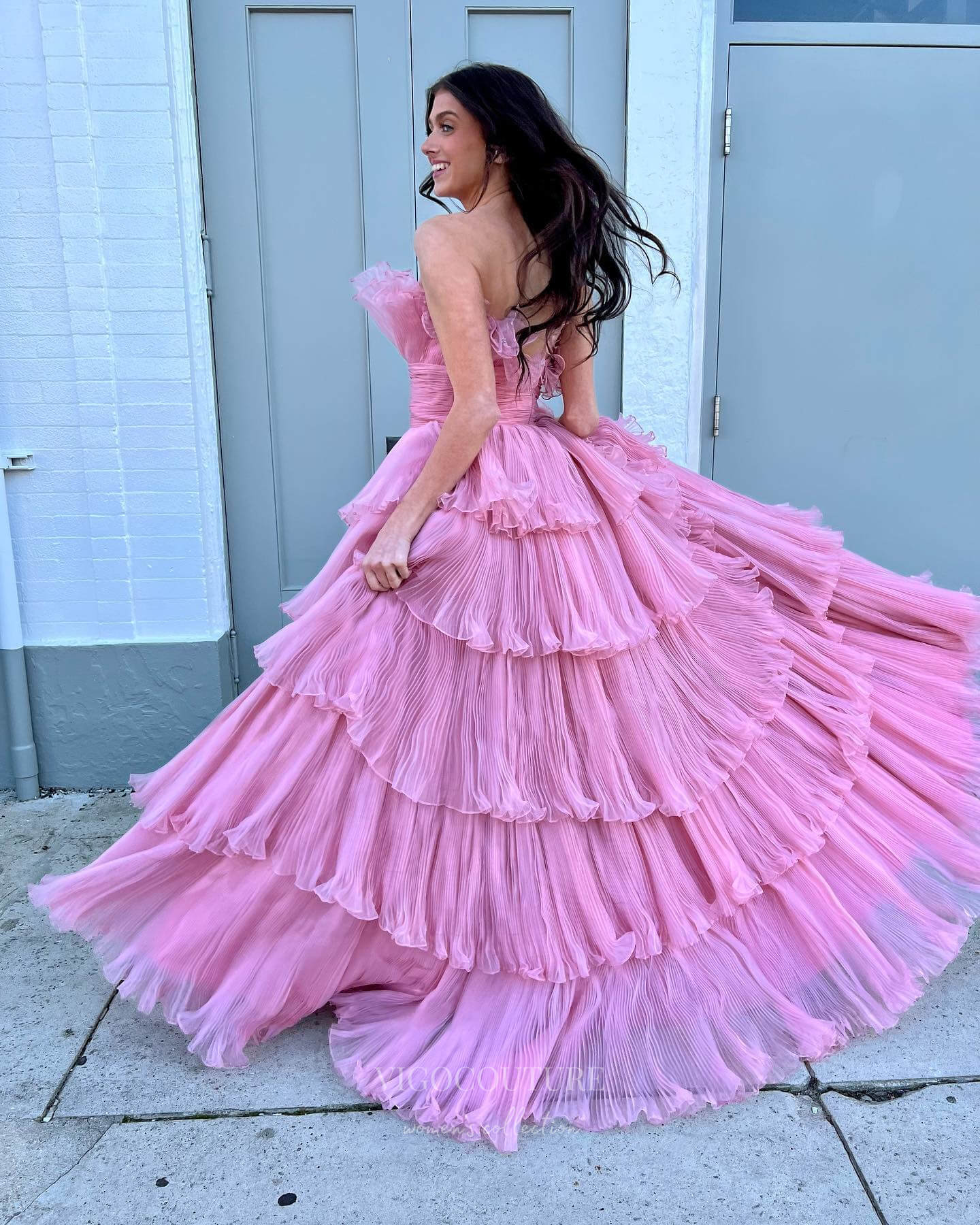 Gorgeous Tiered Ruffled Prom Dresses Layered Formal Gown 24354 vigocouture Gorgeous Tiered Ruffled Prom Dresses Layered Formal Gown 24354 vigocouture