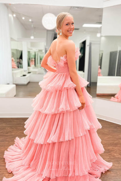 Prom Dress 2025 Gorgeous Tiered Ruffled Prom Dresses Layered Formal Gown 24354-unique elegant Prom Dresses-Dusty Pink-Custom Size-vigocouture