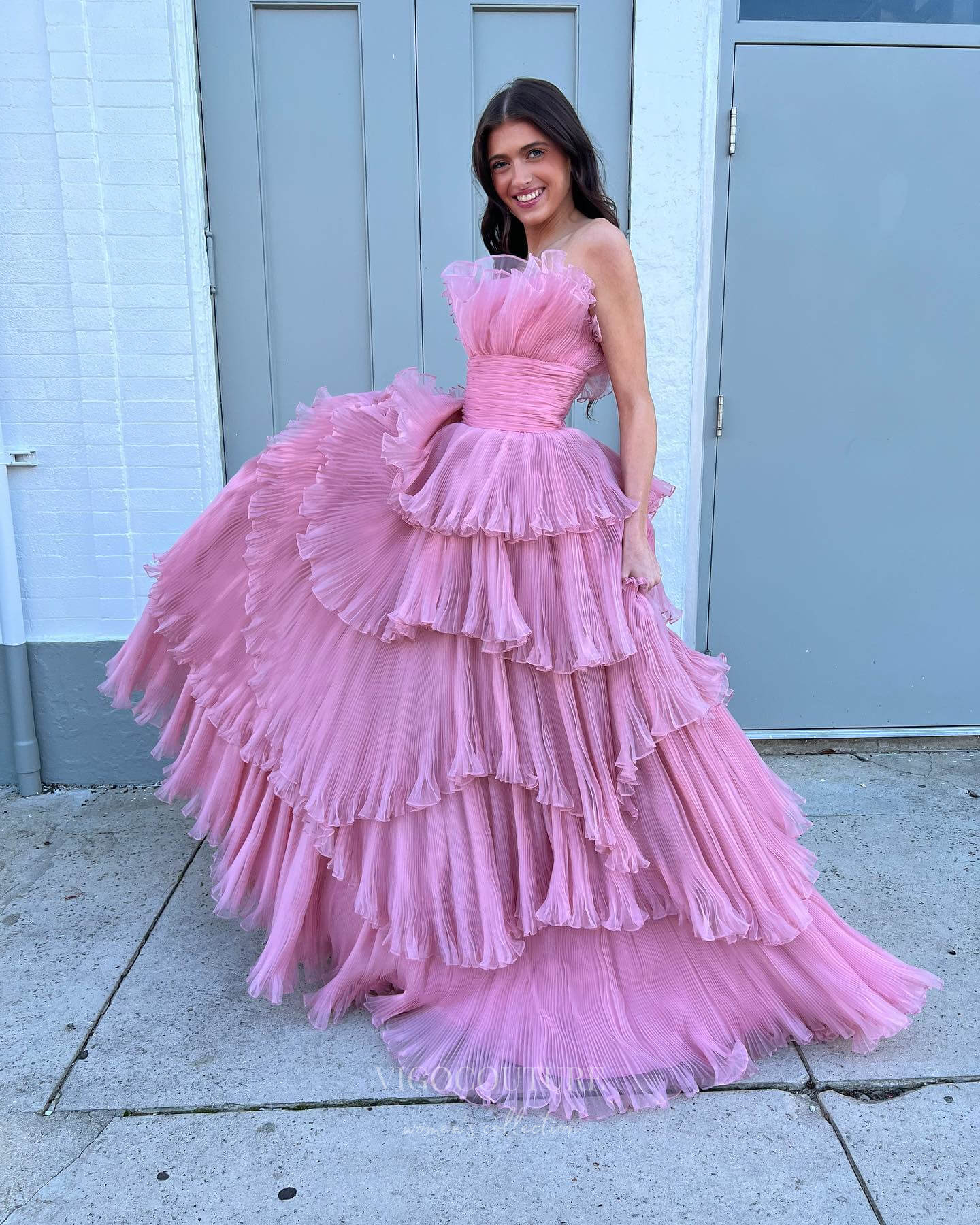 Gorgeous Tiered Ruffled Prom Dresses Layered Formal Gown 24354 vigocouture Gorgeous Tiered Ruffled Prom Dresses Layered Formal Gown 24354 vigocouture