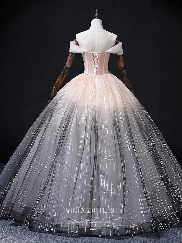 Prom Dress 2025 Gradient Sparkly Tulle Quinceanera Dresses Beaded Princess Dresses 21364-unique elegant Prom Dresses-Gradient-Custom Size-vigocouture