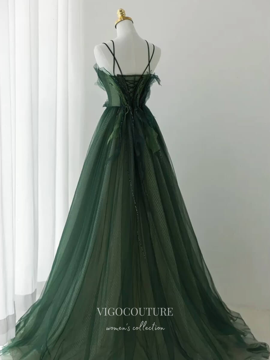 Prom Dress 2025 Green Bow-Tie Prom Dresses Spaghetti Strap Party Dresses 21319-unique elegant Prom Dresses-Green-US2-vigocouture