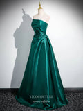 Prom Dress 2025 Green Floral Strapless Cheap Prom Dresses 2025 Satin Formal Gown 25068-unique elegant Prom Dresses-Green-Custom Size-vigocouture