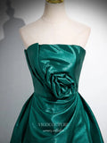 Prom Dress 2025 Green Floral Strapless Cheap Prom Dresses 2025 Satin Formal Gown 25068-unique elegant Prom Dresses-Green-Custom Size-vigocouture