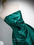 Prom Dress 2025 Green Floral Strapless Cheap Prom Dresses 2025 Satin Formal Gown 25068-unique elegant Prom Dresses-Green-Custom Size-vigocouture