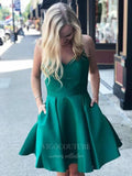 Green Homecoming Dress Satin Hoco Dress hc020