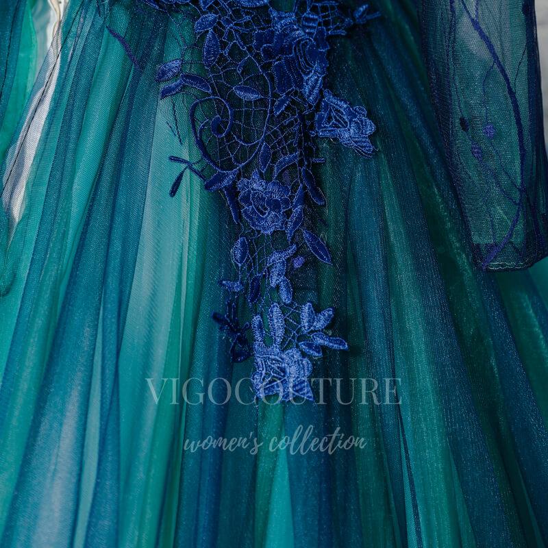 Green Long Sleeve Quinceaera Dresses Lace Applique Ball Gown 20434 Custom Colors / US16 Green Long Sleeve Quinceaera Dresses Lace Applique Ball Gown 20434 Custom Colors / US16