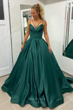 Prom Dress 2025 Green Satin Cheap Prom Dresses 2024 Spaghetti Strap Corset Back 24276-unique elegant Prom Dresses-Green-Custom Size-vigocouture