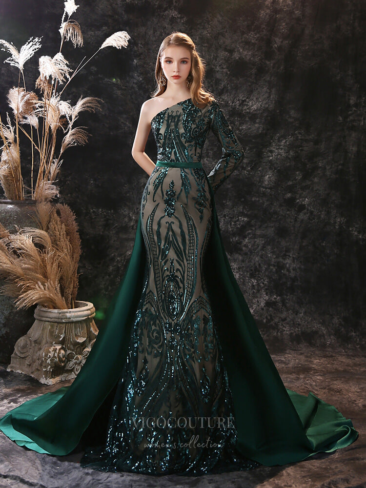 Prom Dress 2025 Green Sequin Removable Skirt Prom Dress 20918-unique elegant Prom Dresses-Green-Custom Size-vigocouture