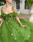 Prom Dress 2025 Green Spaghetti Strap Maxi Dress Floral Prom Dress 20982-unique elegant Prom Dresses-Green-US2-vigocouture