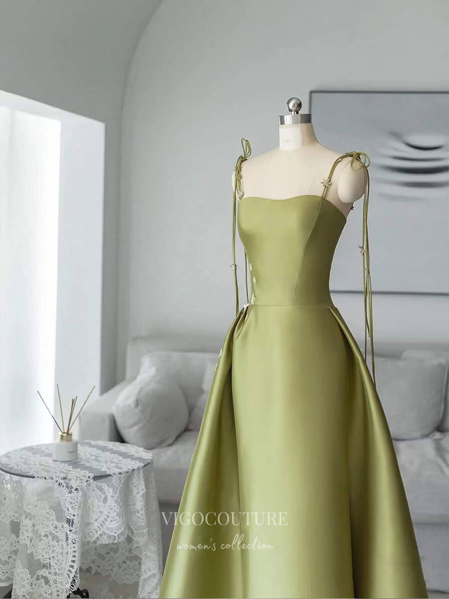 Prom Dress 2025 Green Spaghetti Strap Prom Dresses Starry Formal Dresses 21022-unique elegant Prom Dresses-Green-Custom Size-vigocouture