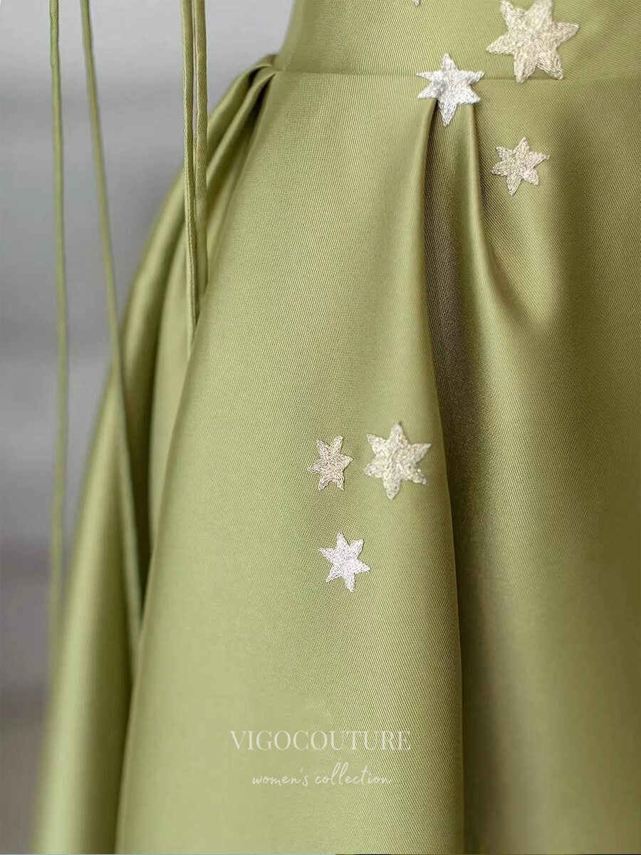 Prom Dress 2025 Green Spaghetti Strap Prom Dresses Starry Formal Dresses 21022-unique elegant Prom Dresses-Green-Custom Size-vigocouture