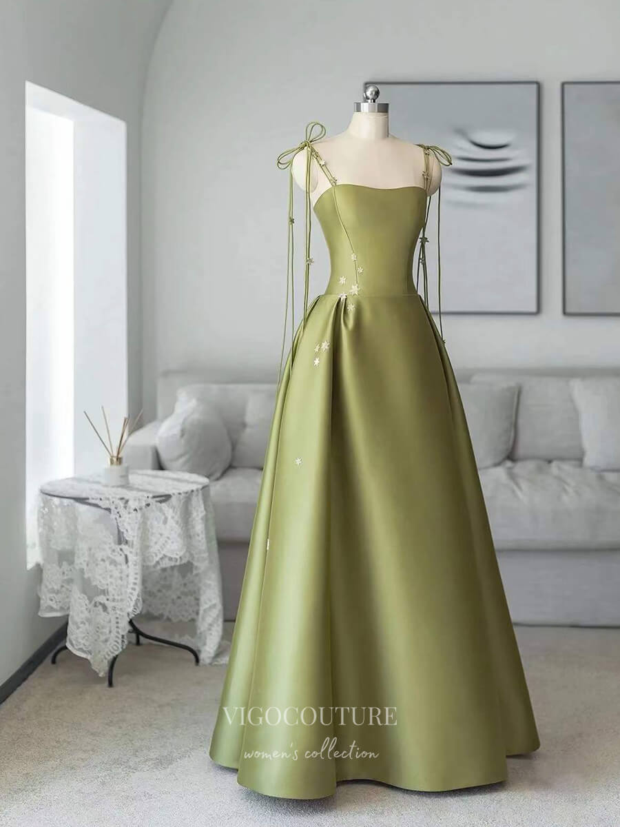 Prom Dress 2025 Green Spaghetti Strap Prom Dresses Starry Formal Dresses 21022-unique elegant Prom Dresses-Green-Custom Size-vigocouture