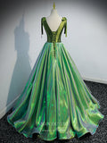 Prom Dress 2025 Green Sparkly Satin Prom Dresses Plunging V-Neck Formal Dresses 21326-unique elegant Prom Dresses-Green-US2-vigocouture