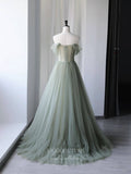 Prom Dress 2025 Green Tulle Prom Dresses Off the Shoulder Formal Gown 21852-unique elegant Prom Dresses-Green-US2-vigocouture