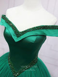 Prom Dress 2025 Green Tulle Prom Dresses Off the Shoulder Formal Gown 21860-unique elegant Prom Dresses-Green-US2-vigocouture