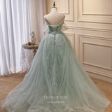 Prom Dress 2025 Green Tulle Prom Dresses Off the Shoulder Formal Gown 21868-unique elegant Prom Dresses-Green-US2-vigocouture