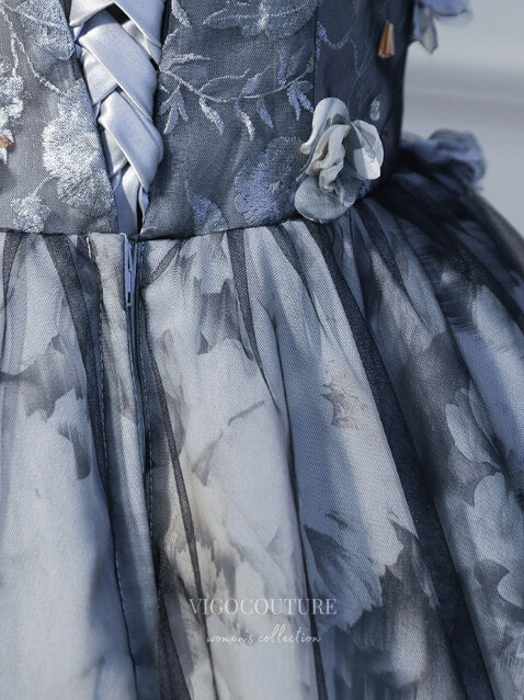 Grey 3D Flower Homecoming Dresses Strapless Dama Dresses hc080 Custom Colors / 20W Grey 3D Flower Homecoming Dresses Strapless Dama Dresses hc080 Custom Colors / 20W