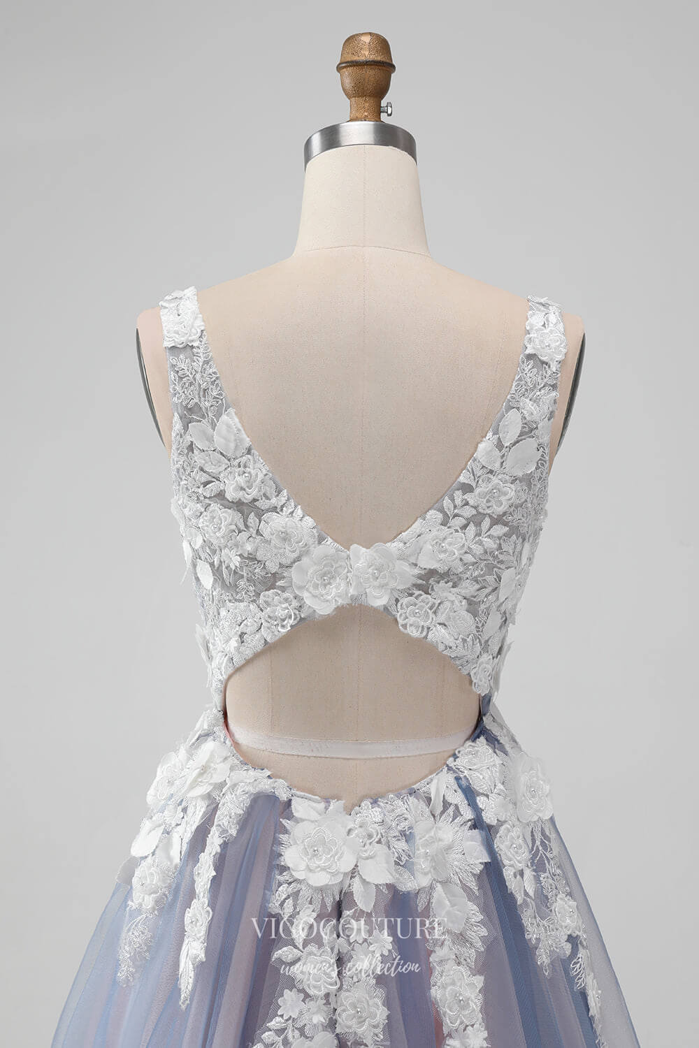 Grey 3D Flower V-Neck Homecoming Dresses V-Neck Back to School Dress hc384 - Grey / US14 Grey 3D Flower V-Neck Homecoming Dresses V-Neck Back to School Dress hc384 - Grey / US14