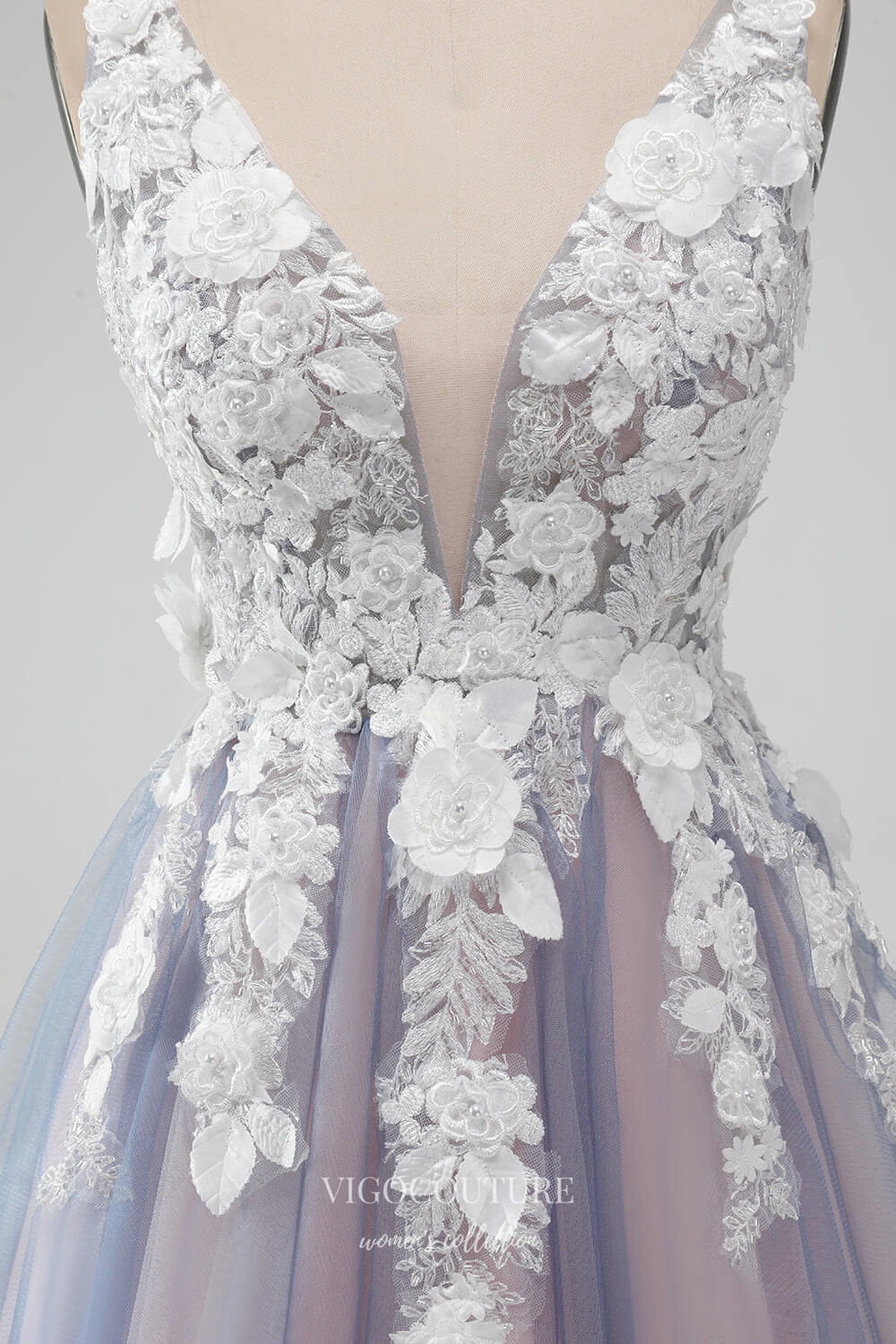 Grey 3D Flower V-Neck Homecoming Dresses V-Neck Back to School Dress hc384 - Grey / US14 Grey 3D Flower V-Neck Homecoming Dresses V-Neck Back to School Dress hc384 - Grey / US14