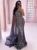 Prom Dress 2025 Grey Beaded Mermaid Prom Dresses One Shoulder Formal Dresses 21235-unique elegant Prom Dresses-Grey-US2-vigocouture