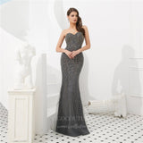 Prom Dress 2025 Grey Beaded Mermaid Removable Cape Prom Dress 20283-unique elegant Prom Dresses-Grey-US2-vigocouture