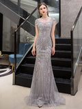 Prom Dress 2025 Grey Mermaid Beaded Prom Dress 20251-unique elegant Prom Dresses-Grey-US2-vigocouture