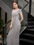 Prom Dress 2025 Grey Mermaid Beaded Prom Dress 20251-unique elegant Prom Dresses-Grey-US2-vigocouture