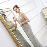 Prom Dress 2025 Grey Mermaid Beaded Prom Dress 20262-unique elegant Prom Dresses-Grey-US2-vigocouture