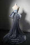 Prom Dress 2025 Grey Mermaid Bow-Tie Prom Dresses with Spaghetti Strap 22367-unique elegant Prom Dresses-Grey-Custom Size-vigocouture