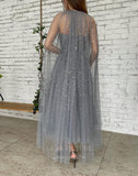 Prom Dress 2025 Grey Removable Cape Maxi Dress Sparkly Prom Dress 20976-unique elegant Prom Dresses-Grey-US2-vigocouture