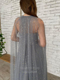 Prom Dress 2025 Grey Removable Cape Maxi Dress Sparkly Prom Dress 20976-unique elegant Prom Dresses-Grey-US2-vigocouture