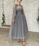 Prom Dress 2025 Grey Removable Cape Maxi Dress Sparkly Prom Dress 20976-unique elegant Prom Dresses-Grey-US2-vigocouture