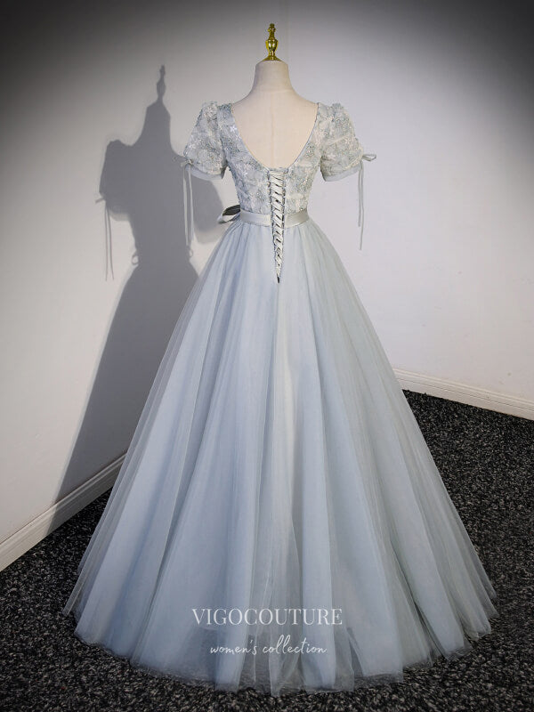 Grey Sequin Lace Prom Dresses Short Sleeve V-Neck Formal Gown 24417 Grey / 24W Grey Sequin Lace Prom Dresses Short Sleeve V-Neck Formal Gown 24417 Grey / 24W