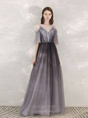 Grey Spaghetti Strap Prom Dress 20696