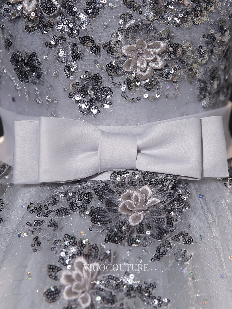 Grey Sparkly Tulle Quinceanera Dresses Lace Applique Sweet 16 Dresses 21418 Grey / 20W Grey Sparkly Tulle Quinceanera Dresses Lace Applique Sweet 16 Dresses 21418 Grey / 20W