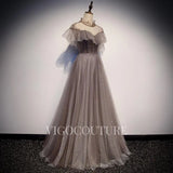 Prom Dress 2025 High Neck Ruffled Prom Dresses A-line Prom Gown 20291-unique elegant Prom Dresses-Taupe-US2-vigocouture