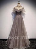 Prom Dress 2025 High Neck Ruffled Prom Dresses A-line Prom Gown 20291-unique elegant Prom Dresses-Taupe-US2-vigocouture