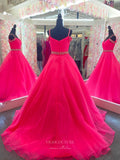 Prom Dress 2025 Hot Pink Organza Off the Shoulder Prom Dresses Beaded Waist Pleated Bodice 24223-unique elegant Prom Dresses-Hot Pink-Custom Size-vigocouture