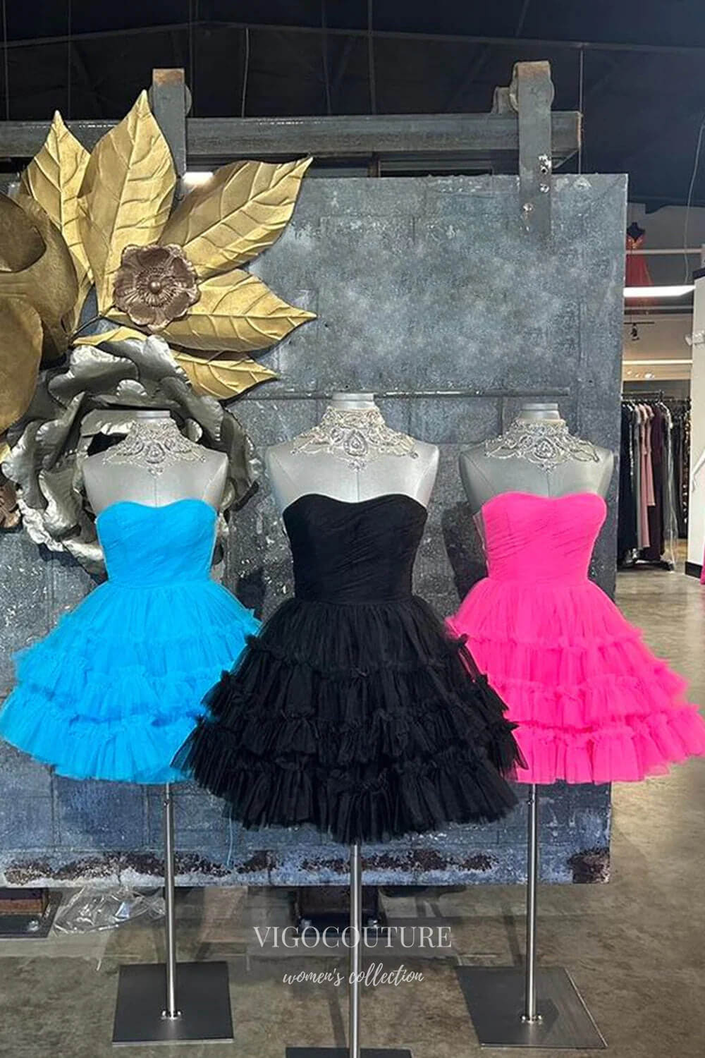 Short Prom Dresses 2025 Hot Pink Ruffled Tiered Homecoming Dresses Strapless Back to School Dress hc425-Prom Dresses-vigocouture-Black-Custom Size-vigocouture