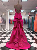 Prom Dress 2025 Hot Pink Spaghetti Strap Mermaid Prom Dress 20949-unique elegant Prom Dresses-Hot Pink-US2-vigocouture