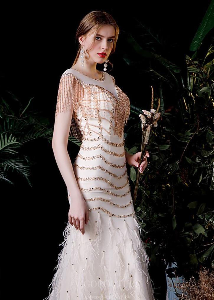 Prom Dress 2025 Ivory Beaded Mermaid Prom Dress 20272-unique elegant Prom Dresses-Ivory-US2-vigocouture