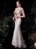 Ivory Beaded Mermaid Prom Dress 20272